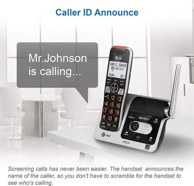Alt view image 5 of 7 - AT&T BL102-2 DECT 6.0 2-Handset Cordless Phone for Home with Answering Machine, Call Blocking, Caller ID Announcer, Audio Assist, Intercom, and Unsurpassed Range, Silver/Black