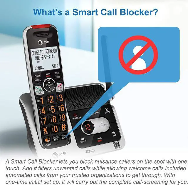 Alt view image 2 of 7 - AT&T BL102-2 DECT 6.0 2-Handset Cordless Phone for Home with Answering Machine, Call Blocking, Caller ID Announcer, Audio Assist, Intercom, and Unsurpassed Range, Silver/Black