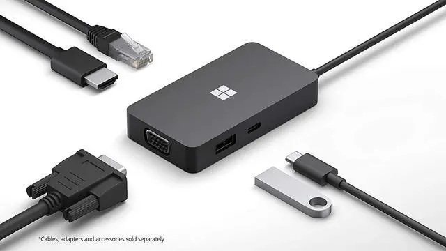 Main image of Microsoft USB-C Travel Hub - Multiport Adapter with VGA, USB, Ethernet, HDMI Ports. Compatible with USB-C Laptops/PCs