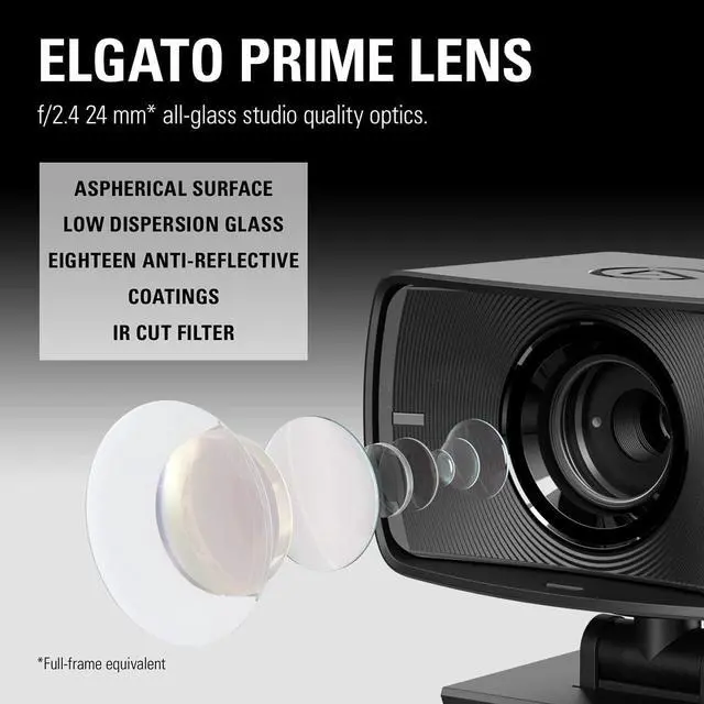Alt view image 3 of 5 - Elgato Facecam - 1080p60 True Full HD Webcam for Live Streaming, Gaming, Video Calls, Sony Sensor, Advanced Light Correction, DSLR Style Control, works with OBS, Zoom, Teams, and more, for PC/Mac