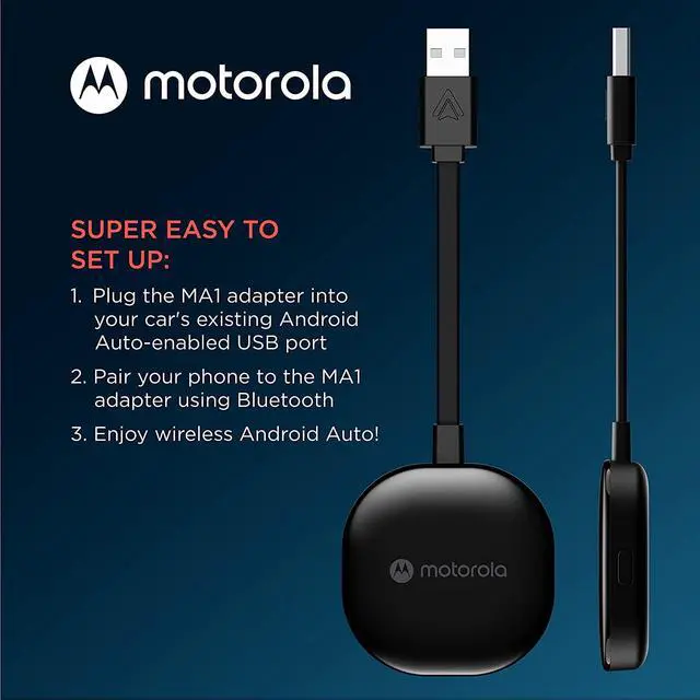 Alt view image 5 of 5 - Motorola MA1 Wireless Android Auto Car Adapter - Instant Connection from Smartphone to Car Screen with Easy Setup - Direct Plug-in USB Adapter - Secure Gel Pad Included