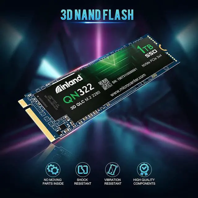 Alt view image 4 of 7 - INLAND QN322 1TB NVME M.2 2280 PCIe Gen 3.0x4 3D NAND SSD Internal Solid State Drive, PCIe Express 3.1 and NVMe 1.4 Compatible (1TB)
