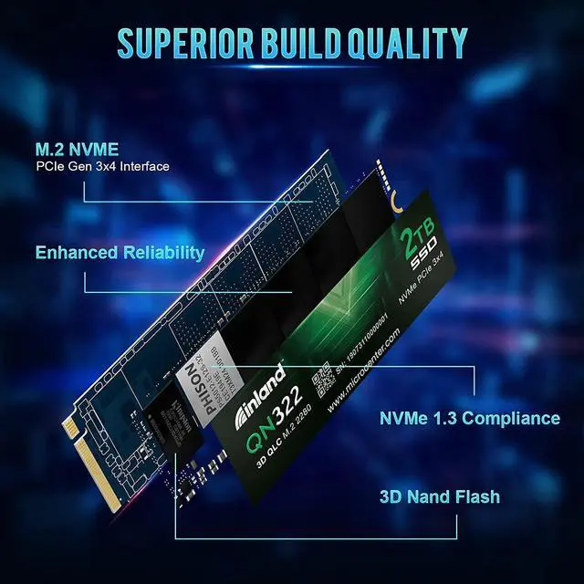 Alt view image 6 of 7 - INLAND QN322 2TB NVME M.2 2280 PCIe Gen 3.0x4 3D NAND SSD Internal Solid State Drive, PCIe Express 3.1 and NVMe 1.4 Compatible (2TB)