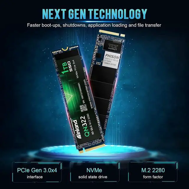 Alt view image 3 of 7 - INLAND QN322 2TB NVME M.2 2280 PCIe Gen 3.0x4 3D NAND SSD Internal Solid State Drive, PCIe Express 3.1 and NVMe 1.4 Compatible (2TB)
