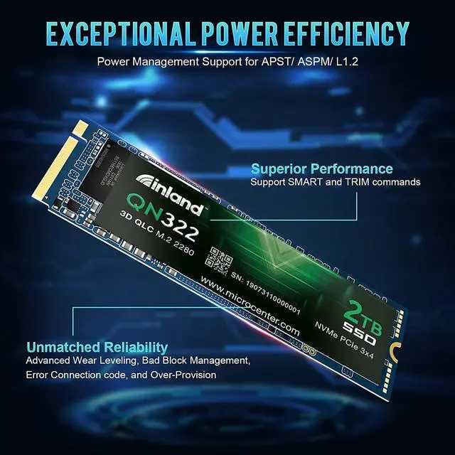 Alt view image 7 of 7 - INLAND QN322 2TB NVME M.2 2280 PCIe Gen 3.0x4 3D NAND SSD Internal Solid State Drive, PCIe Express 3.1 and NVMe 1.4 Compatible (2TB)