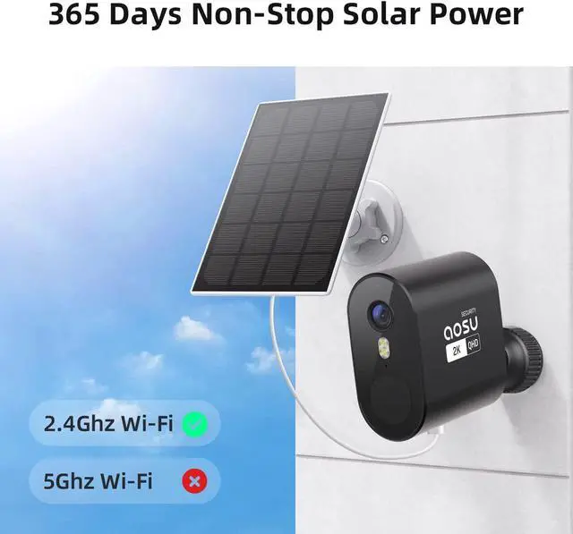 Alt view image 2 of 6 - AOSU Solar Security Cameras Wireless Outdoor, 2K Solar Powered Camera, Battery Camera with Spotlight & Siren, 166° Ultra Wide Angle, No Monthly Fee, AI Detection, Work with Alexa & Google Assistant