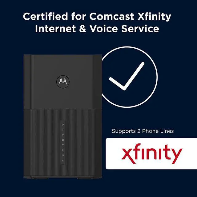 Alt view image 2 of 4 - Motorola MT8733 WiFi 6 Router + Multi-Gig Cable Modem + 2 Phone Ports | for Comcast Xfinity Voice and Gigabit Internet Plans Up to 2500 Mbps | AX6000 | DOCSIS 3.1 | with Smart Motosync App