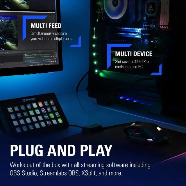 Alt view image 5 of 5 - Elgato 4K60 Pro MK.2, Internal Capture Card, Stream and Record 4K60 HDR10 with ultra-low latency on PS5, PS4 Pro, Xbox Series X/S, Xbox One X, in OBS, Twitch, YouTube, for PC