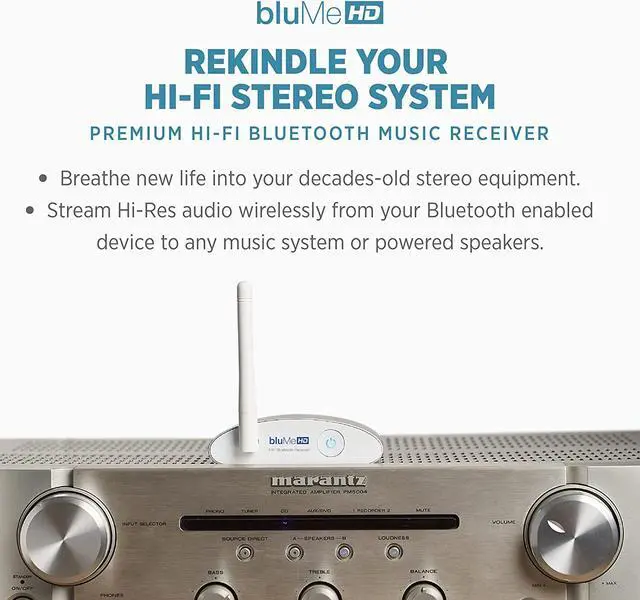 Alt view image 2 of 7 - Auris Blume HD Long Range Bluetooth 5.0 Music Receiver Hi-Fi Audio Adapter with Audiophile DAC & AptX HD for Home Stereo, AV Receiver or Amplifier