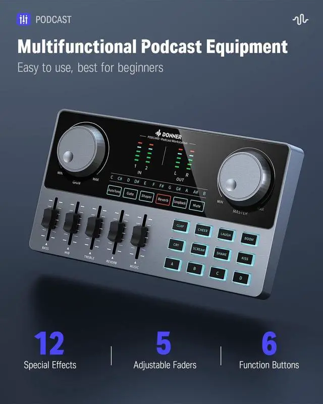 Donner Podcast Equipment Kit Condenser Microphone w/ Audio