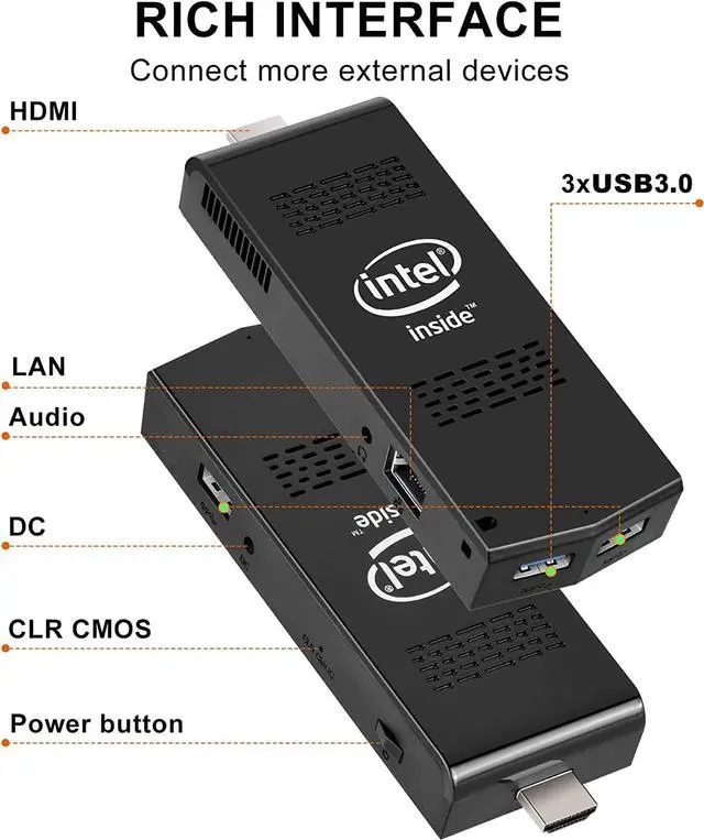 Alt view image 4 of 7 - PC Stick with Intel Celeron J4125 Windows 11 Pro 8GB DDR4 128GB SSD Mini Computer Stick Support UHD 4K 60Hz WiFi 2.4G/5G Gigabit Ethernet BT 4.2