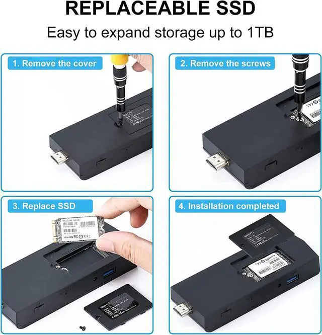 Alt view image 5 of 7 - PC Stick with Intel Celeron J4125 Windows 11 Pro 8GB DDR4 128GB SSD Mini Computer Stick Support UHD 4K 60Hz WiFi 2.4G/5G Gigabit Ethernet BT 4.2