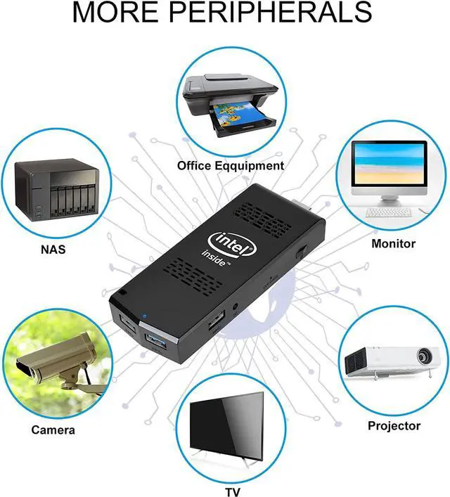 Alt view image 7 of 7 - PC Stick with Intel Celeron J4125 Windows 11 Pro 8GB DDR4 128GB SSD Mini Computer Stick Support UHD 4K 60Hz WiFi 2.4G/5G Gigabit Ethernet BT 4.2