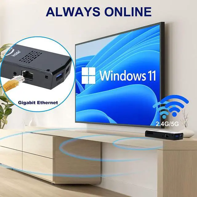 Alt view image 6 of 7 - PC Stick with Intel Celeron J4125 Windows 11 Pro 8GB DDR4 128GB SSD Mini Computer Stick Support UHD 4K 60Hz WiFi 2.4G/5G Gigabit Ethernet BT 4.2