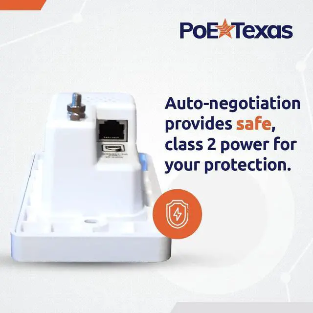 Alt view image 6 of 6 - Gigabit PoE Splitter in-Wall USB Charging Port - Fast 5V USB Charging and RJ45 Power Over Ethernet Output for WiFi Internet Router, Camera, Phone Network