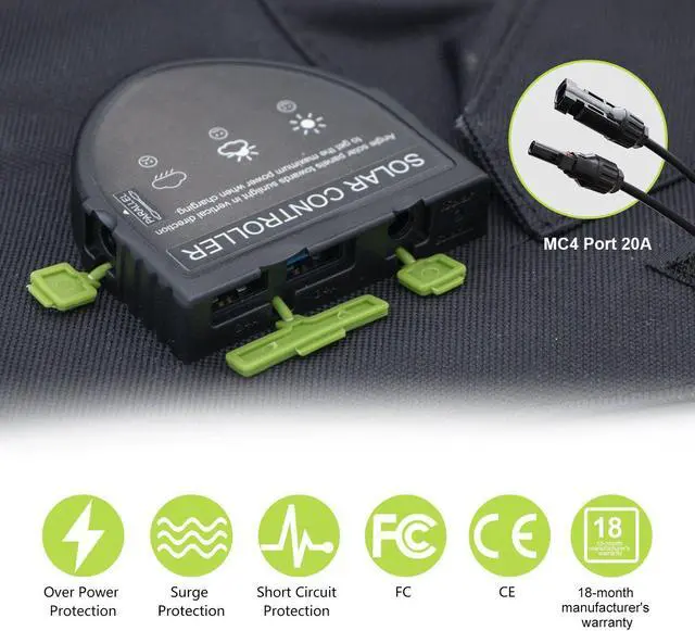 Alt view image 2 of 6 - ALLPOWERS 18V140W Foldable Solar Panel Portable Generator Charger for Camping