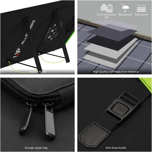 Alt view image 3 of 6 - ALLPOWERS 18V140W Foldable Solar Panel Portable Generator Charger for Camping