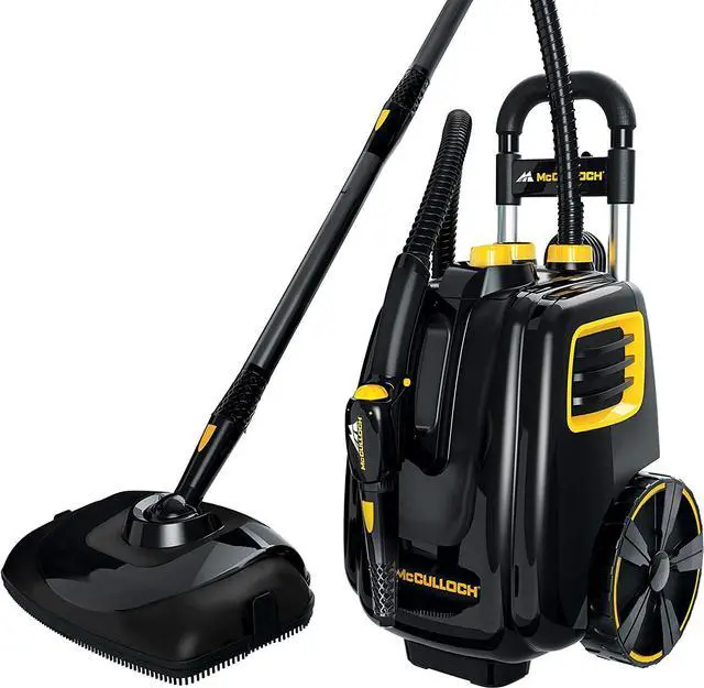 Main image of McCulloch MC1385 Deluxe Canister Steam Cleaner with 23 Accessories, Chemical-Free Pressurized Cleaning for Most Floors, Counters, Appliances, Windows, Autos, and More, 1-(Pack), Black