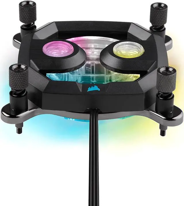 Alt view image 3 of 4 - Hydro X Series XC7 RGB PRO CPU Water Block - Intel® LGA 1700, 1200, 115X - AMD Socket AM4, AM5 - Nickel-Plated Copper Cold Plate - Black- More Than 110 Micro-Cooling Fins - 16 Vivid RGB LEDs
