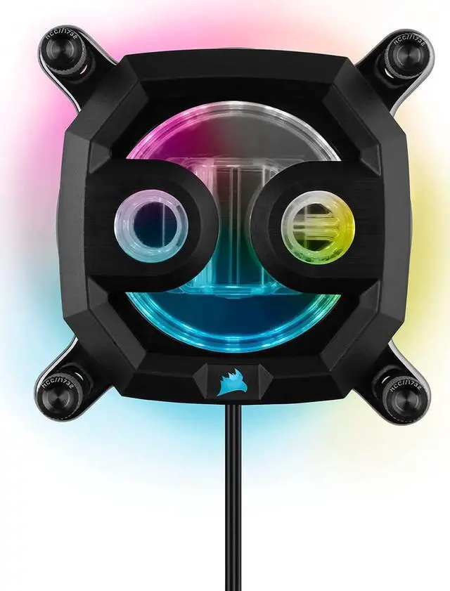 Alt view image 2 of 4 - Hydro X Series XC7 RGB PRO CPU Water Block - Intel® LGA 1700, 1200, 115X - AMD Socket AM4, AM5 - Nickel-Plated Copper Cold Plate - Black- More Than 110 Micro-Cooling Fins - 16 Vivid RGB LEDs