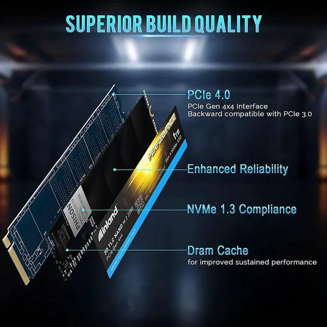 Alt view image 6 of 7 - INLAND Performance 1TB PCIe Gen 4.0 NVMe 4 x4 SSD M.2 2280 TLC 3D NAND Internal Solid State Drive, R/W Speed up to 5000MB/s and 4300MB/s, 1800 TBW