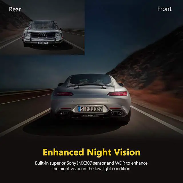 Alt view image 4 of 7 - Z-Edge WiFi Dash Cam, 1920x1080P FHD, Front and Rear Dash Cam, Dual Cam, Car DVR, Night Vision, Parking Mode, G-Sensor, Loop Recording