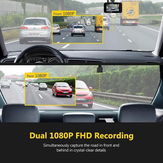 Alt view image 3 of 7 - Z-Edge WiFi Dash Cam, 1920x1080P FHD, Front and Rear Dash Cam, Dual Cam, Car DVR, Night Vision, Parking Mode, G-Sensor, Loop Recording