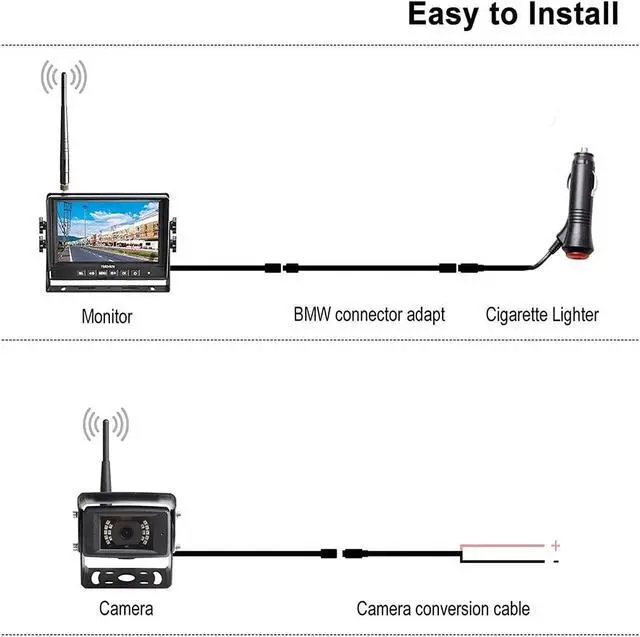 Alt view image 4 of 7 - Haloview MC7108 Wireless RV Backup Camera System 7'' Monitor Built in DVR Rear View Camera with Infrared Night Vision and Wide Viewing Angle for Truck/Trailer/RV/Pickups/Camping Car/Van/Farm