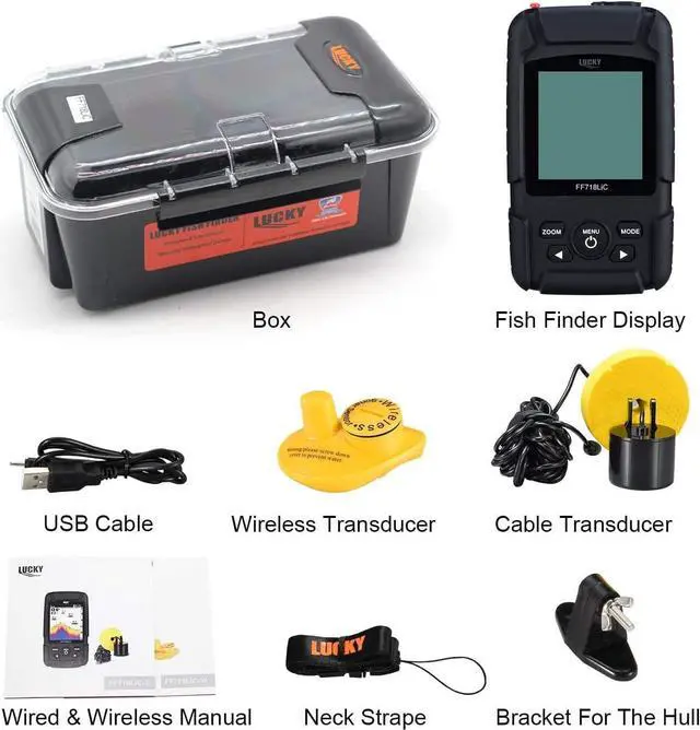 Alt view image 6 of 7 - LUCKY Portable Fish Finder,Smart Handheld Depth Finder with Sonar Sensor,Wired and Wireless Fishing Finder for Ice Fishing Sea Fishing Kayak Fishing Boat Fishing,Waterproof,Black