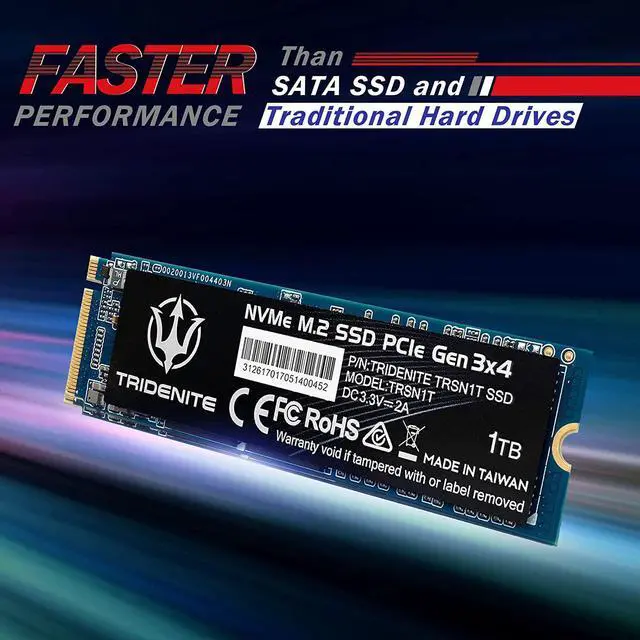 Alt view image 2 of 5 - TRIDENITE 1TB NVMe M.2 2280 PCIe Gen 3x4 Internal Solid State Drive (SSD)