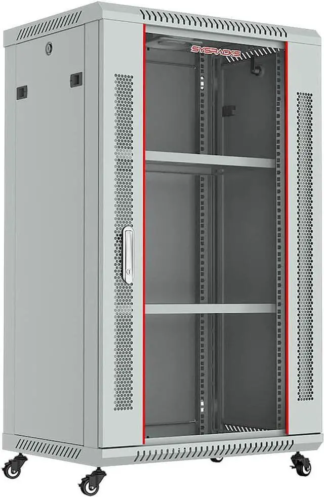 Main image of Network Data Cabinet - 18U Rack Mount - Wall Mount IT Rack - Locking - Server Rack - 24-Inch deep Data Rack - Gray Server Cabinet - POWERBAR/Fan/Shelf/Feet/for Servers - A/V (18U 24"x24"x35")