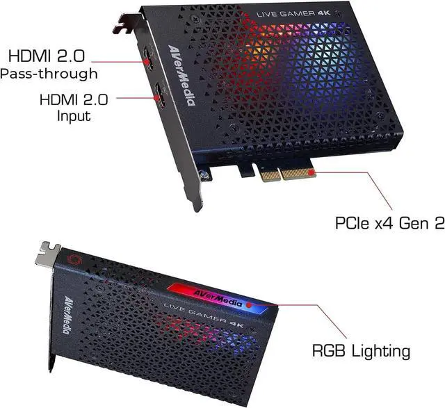 Alt view image 2 of 7 - AVerMedia GC573 Live Gamer 4K, Internal Capture Card, Stream and Record 4K60 HDR10 with ultra-low latency on PS5, PS4 Pro, Xbox Series X/S, Xbox One X, in OBS, Twitch, YouTube