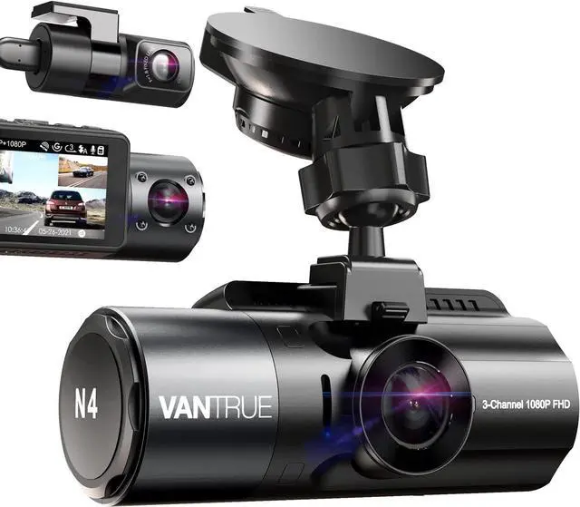 Main image of Vantrue N4 3 Channel 4K Dash Cam, 4K+1080P Front and Rear, 1440P+1440P Front and Inside, 1440P+1440P+1080P Three Way Triple Car Camera, IR Night Vision, 24hr Parking Mode, Capacitor, Support 256GB Max