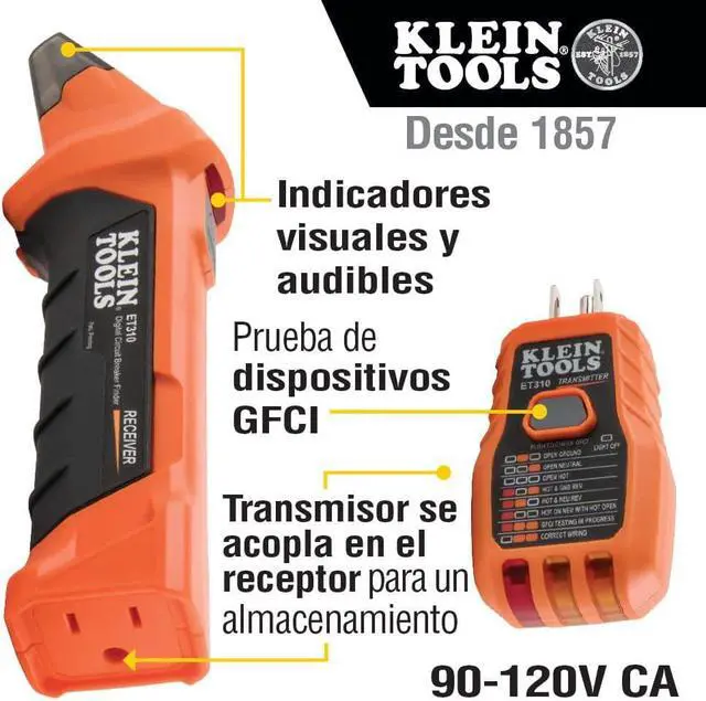 Alt view image 2 of 7 - Klein Tools ET310 AC Circuit Breaker Finder, Electric Tester With Integrated GFCI Outlet Tester