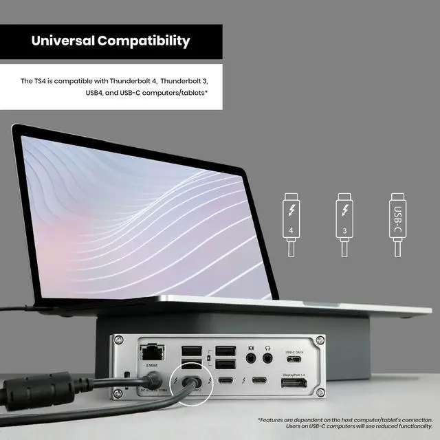 Alt view image 6 of 7 - CalDigit TS4 Thunderbolt 4 Dock - 18 Ports, 98W Charging, 3x Thunderbolt 4 40Gb/s, 5 x USB-A, 3 x USB-C (10Gb/s), 2.5GbE, Single 8K or Dual 6K 60Hz Displays, Mac, PC, Chrome Compatible with 0.8m Cable