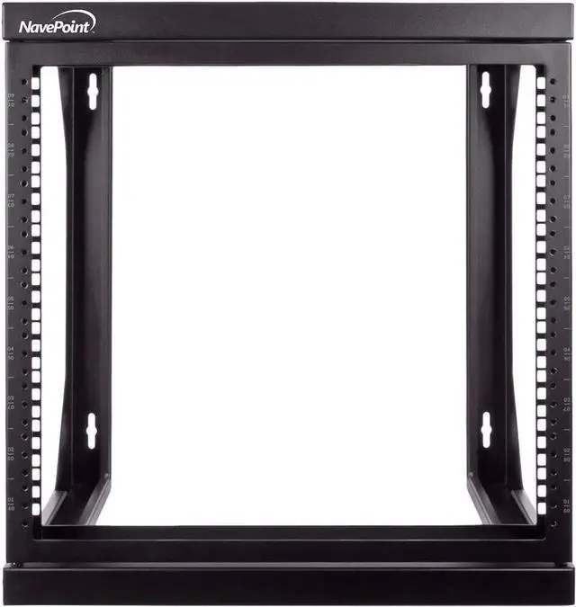 Alt view image 3 of 6 - 9U Open-Frame Server Rack for 19" IT Network Equipment & A/V Devices Free Standing or Wall Mount with 180 Degrees Gate Swing, Black