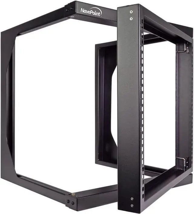 Alt view image 5 of 6 - 9U Open-Frame Server Rack for 19" IT Network Equipment & A/V Devices Free Standing or Wall Mount with 180 Degrees Gate Swing, Black