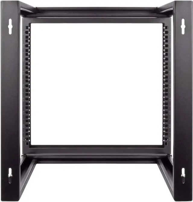 Alt view image 4 of 6 - 9U Open-Frame Server Rack for 19" IT Network Equipment & A/V Devices Free Standing or Wall Mount with 180 Degrees Gate Swing, Black