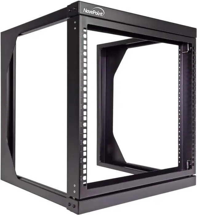Main image of 9U Open-Frame Server Rack for 19" IT Network Equipment & A/V Devices Free Standing or Wall Mount with 180 Degrees Gate Swing, Black