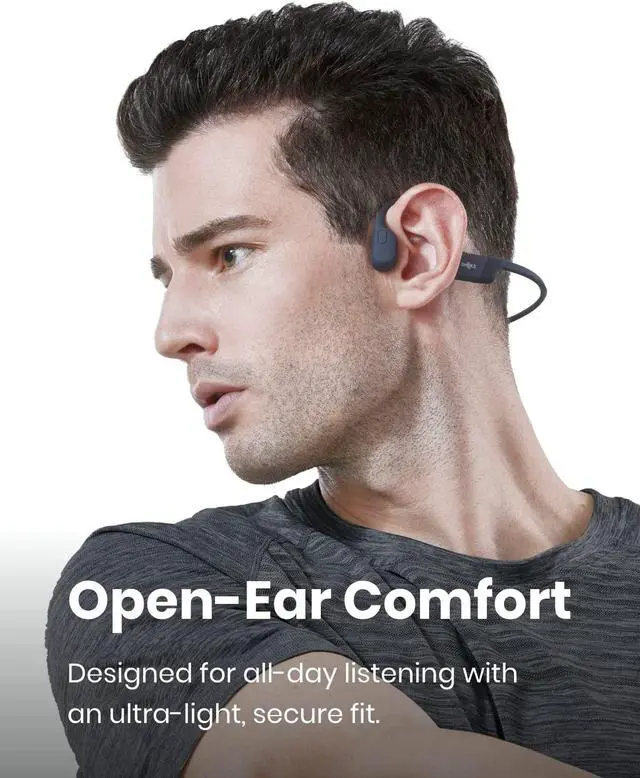 Alt view image 2 of 7 - SHOKZ OpenRun (AfterShokz Aeropex) - Open-Ear Bluetooth Bone Conduction Sport Headphones - Sweat Resistant Wireless Earphones for Workouts and Running - Built-in Mic, with Headband
