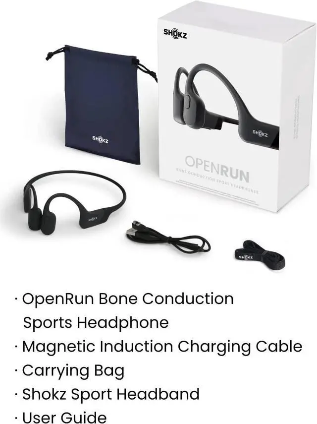 Alt view image 6 of 7 - SHOKZ OpenRun (AfterShokz Aeropex) - Open-Ear Bluetooth Bone Conduction Sport Headphones - Sweat Resistant Wireless Earphones for Workouts and Running - Built-in Mic, with Headband