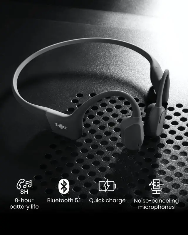 Alt view image 7 of 7 - SHOKZ OpenRun (AfterShokz Aeropex) - Open-Ear Bluetooth Bone Conduction Sport Headphones - Sweat Resistant Wireless Earphones for Workouts and Running - Built-in Mic, with Headband