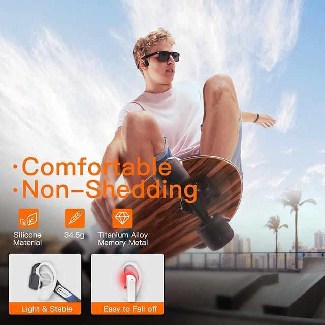 Alt view image 5 of 6 - Mojawa Wireless Bone Conduction Headphones - Bluetooth Open-Ear Headphones w/Mic,Premium Sound Quality,34.5g, Noise Cancellation, 8h Long Battery Life, IP67 Waterproof, Headset for Running/Cycling