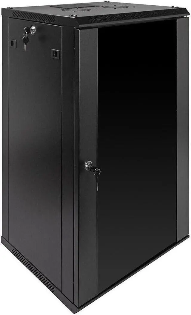 Alt view image 2 of 6 - 18U Wall Mount Network Server Data Cabinet Enclosure Rack Glass Door Lock w/ Fan