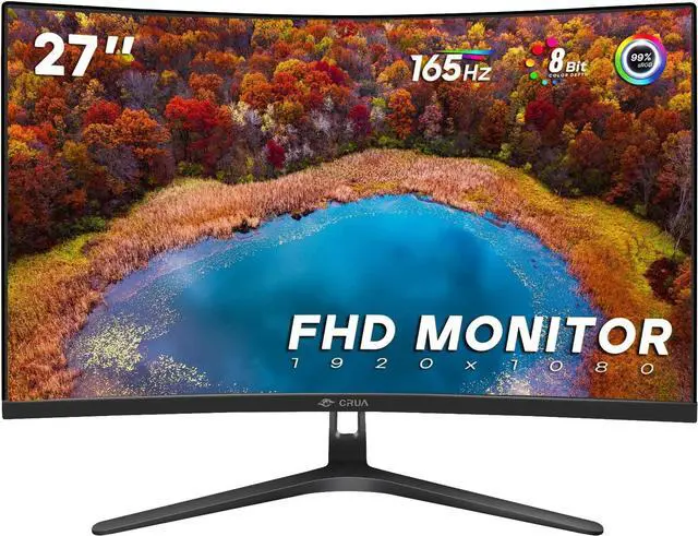 Alt view image 2 of 7 - CRUA 27" 144hz/165HZ Curved Gaming Monitor, Full HD 1080P 1800R Frameless Computer Monitor, 1ms GTG with FreeSync, Low Motion Blur, Eye Care, VESA, DisplayPort, HDMI, Black