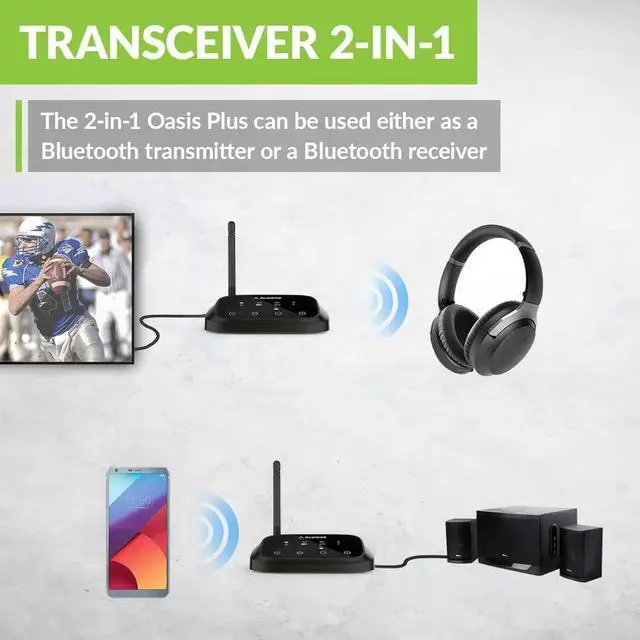 Alt view image 3 of 7 - Avantree Oasis Plus Bluetooth Transmitter & Receiver for TV, Easy to Install, Soundbar PassThrough, aptX Low Latency & HD Audio Adapter for 2 Headphones