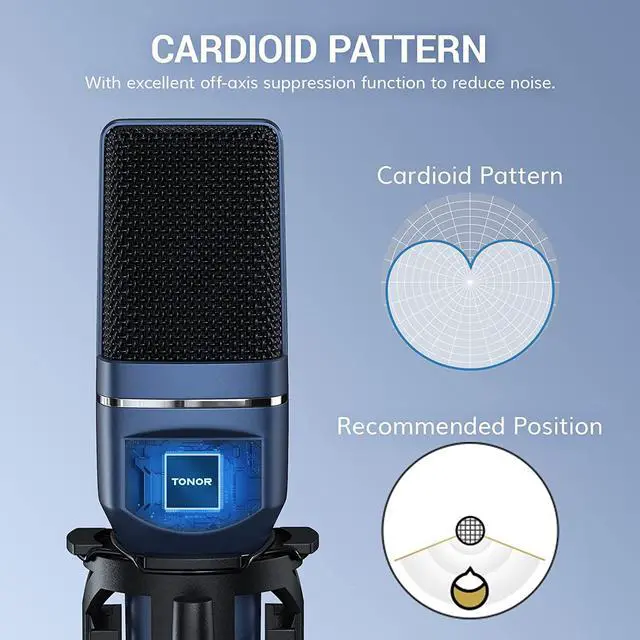 Alt view image 2 of 7 - USB Microphone, Computer Cardioid Condenser PC Gaming Mic with Tripod Stand & Pop Filter for Streaming, Podcasting, Vocal Recording, Compatible with Laptop Desktop Windows Computer, TC-777