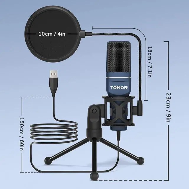 Alt view image 6 of 7 - USB Microphone, Computer Cardioid Condenser PC Gaming Mic with Tripod Stand & Pop Filter for Streaming, Podcasting, Vocal Recording, Compatible with Laptop Desktop Windows Computer, TC-777