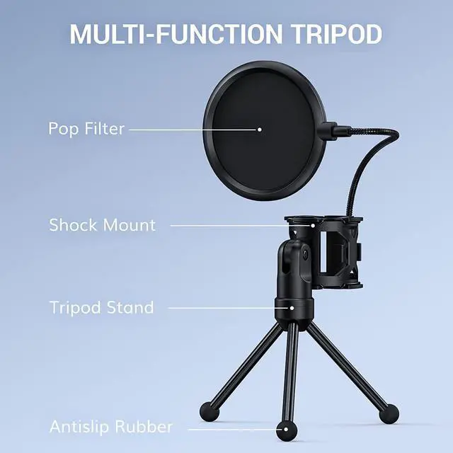 Alt view image 5 of 7 - USB Microphone, Computer Cardioid Condenser PC Gaming Mic with Tripod Stand & Pop Filter for Streaming, Podcasting, Vocal Recording, Compatible with Laptop Desktop Windows Computer, TC-777