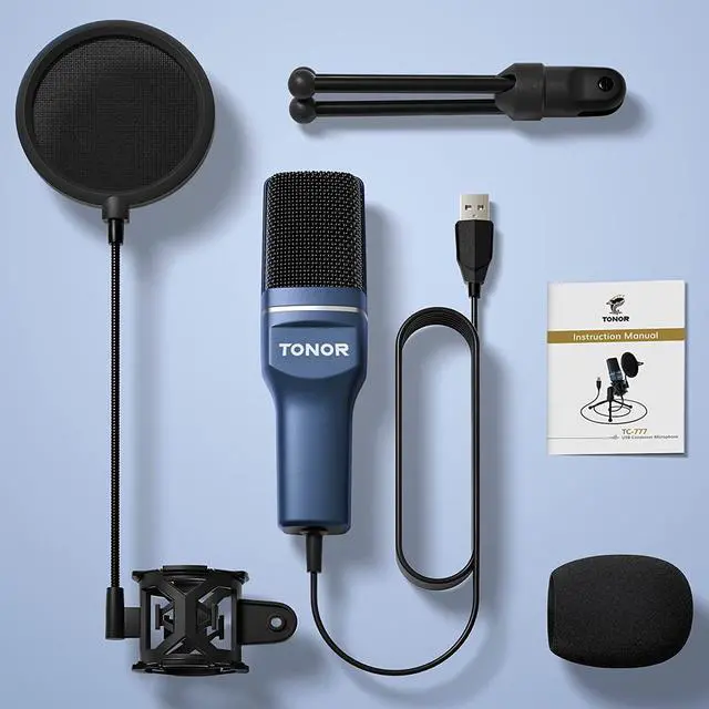 Alt view image 7 of 7 - USB Microphone, Computer Cardioid Condenser PC Gaming Mic with Tripod Stand & Pop Filter for Streaming, Podcasting, Vocal Recording, Compatible with Laptop Desktop Windows Computer, TC-777